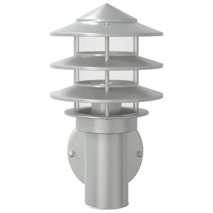 vidaXL Outdoor Wall Lights 2pcs Silver Stainless Steel