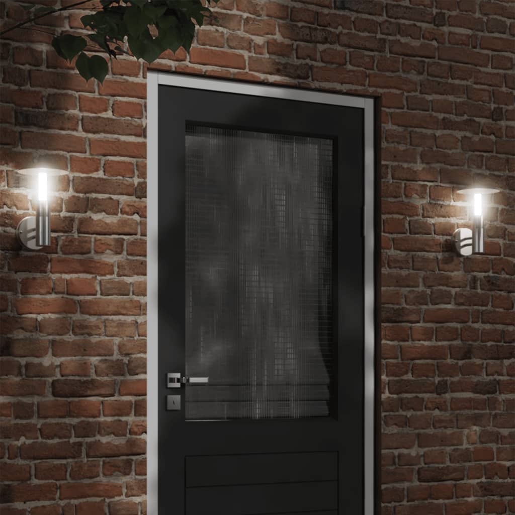 vidaXL Outdoor Wall Lights 2pcs Silver Stainless Steel