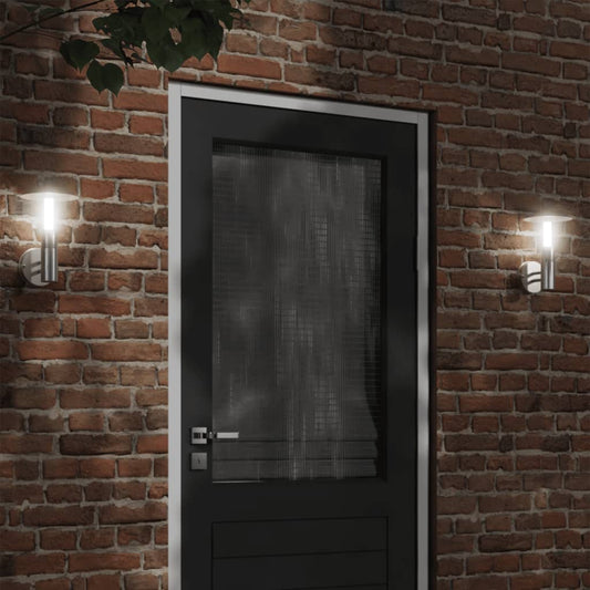 vidaXL Outdoor Wall Lights 2pcs Silver Stainless Steel