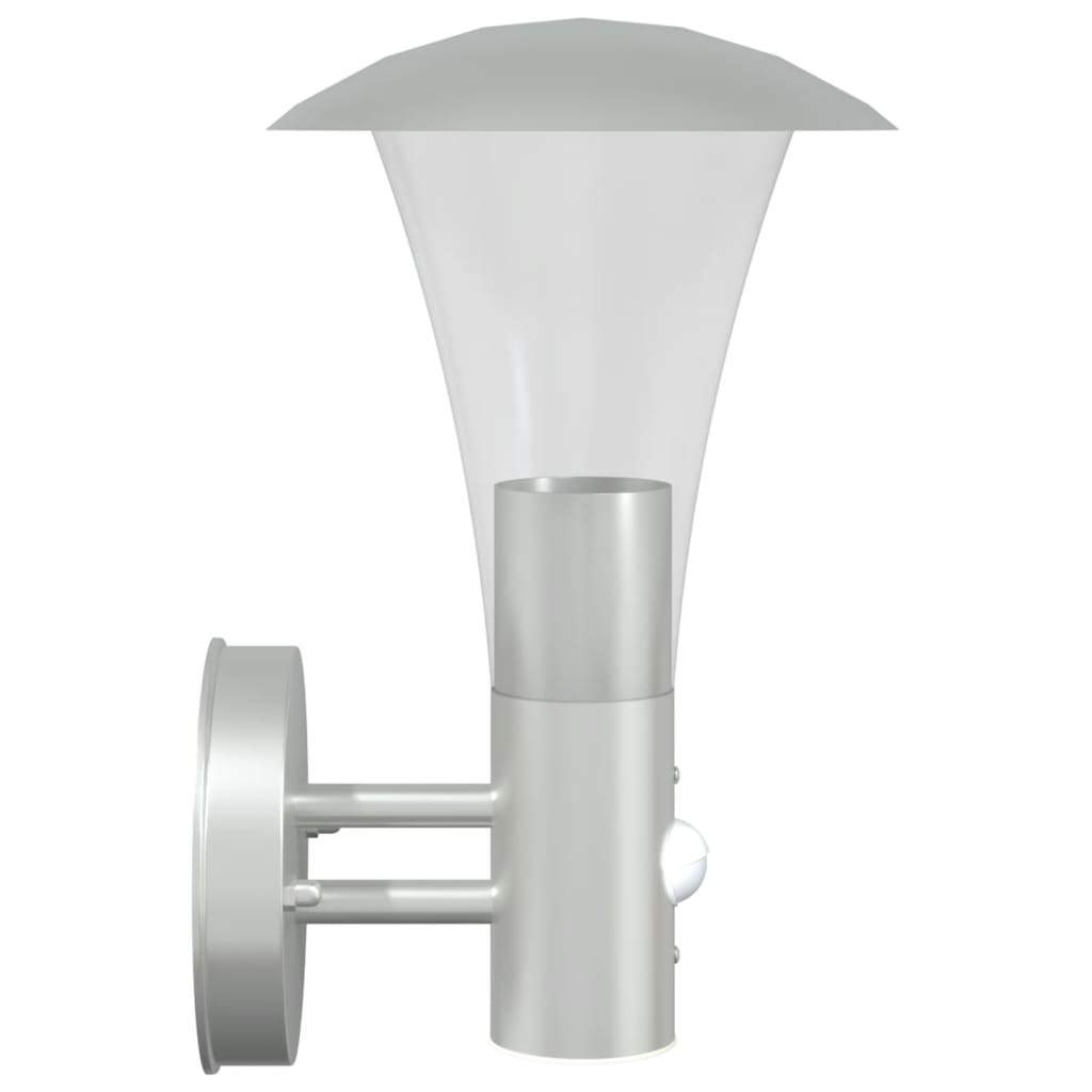 vidaXL Outdoor Wall Lights with Sensors 2pcs Silver Stainless Steel