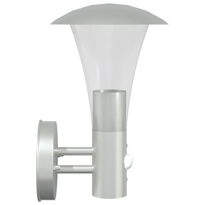 vidaXL Outdoor Wall Lights with Sensors 2pcs Silver Stainless Steel