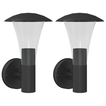 vidaXL Outdoor Wall Lights 2pcs Black Stainless Steel