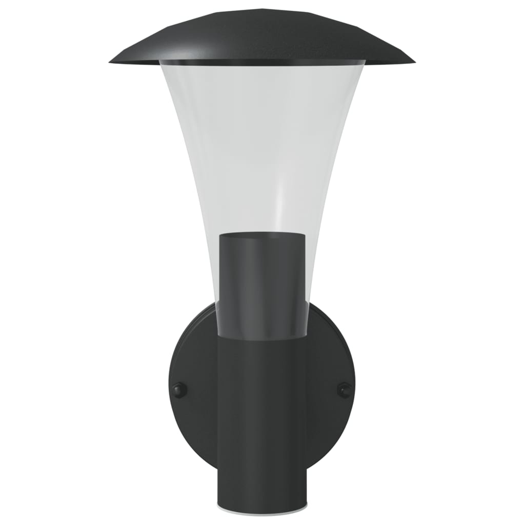 vidaXL Outdoor Wall Lights 2pcs Black Stainless Steel