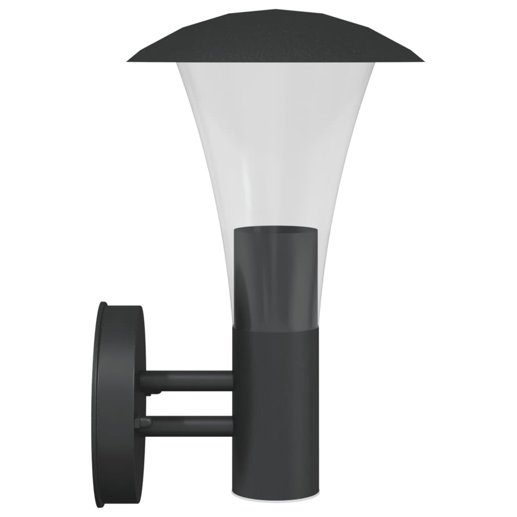 vidaXL Outdoor Wall Lights 2pcs Black Stainless Steel