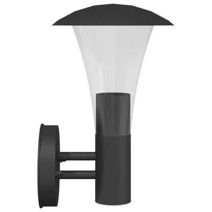 vidaXL Outdoor Wall Lights 2pcs Black Stainless Steel