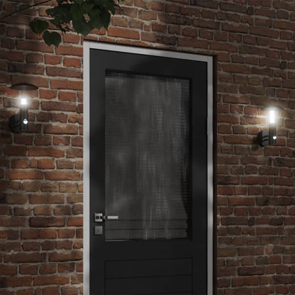 vidaXL Outdoor Wall Lights with Sensors 2pcs Black Stainless Steel