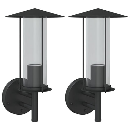 vidaXL Outdoor Wall Lights 2pcs Black Stainless Steel