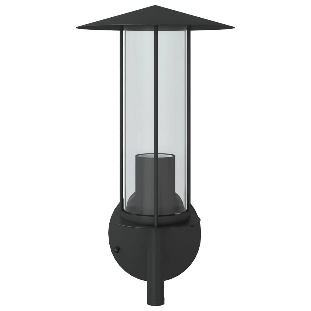 vidaXL Outdoor Wall Lights 2pcs Black Stainless Steel