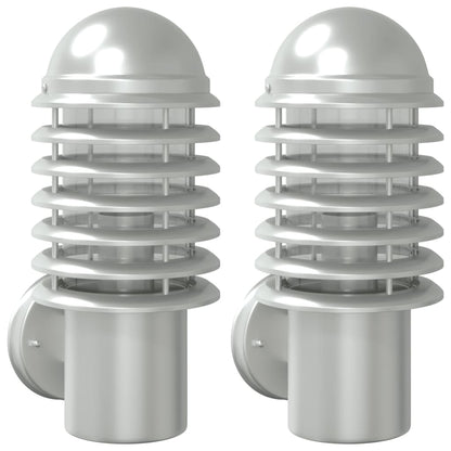 vidaXL Outdoor Wall Lights 2pcs Silver Stainless Steel