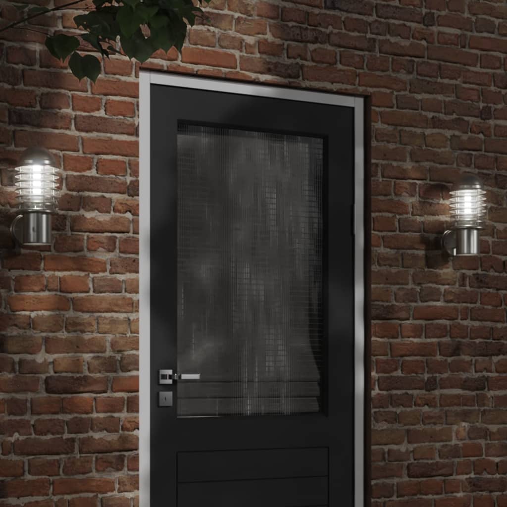 vidaXL Outdoor Wall Lights 2pcs Silver Stainless Steel