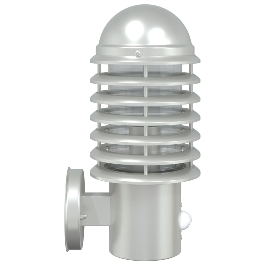 vidaXL Outdoor Wall Lights with Sensors 2pcs Silver Stainless Steel