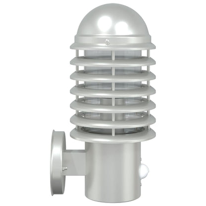 vidaXL Outdoor Wall Lights with Sensors 2pcs Silver Stainless Steel