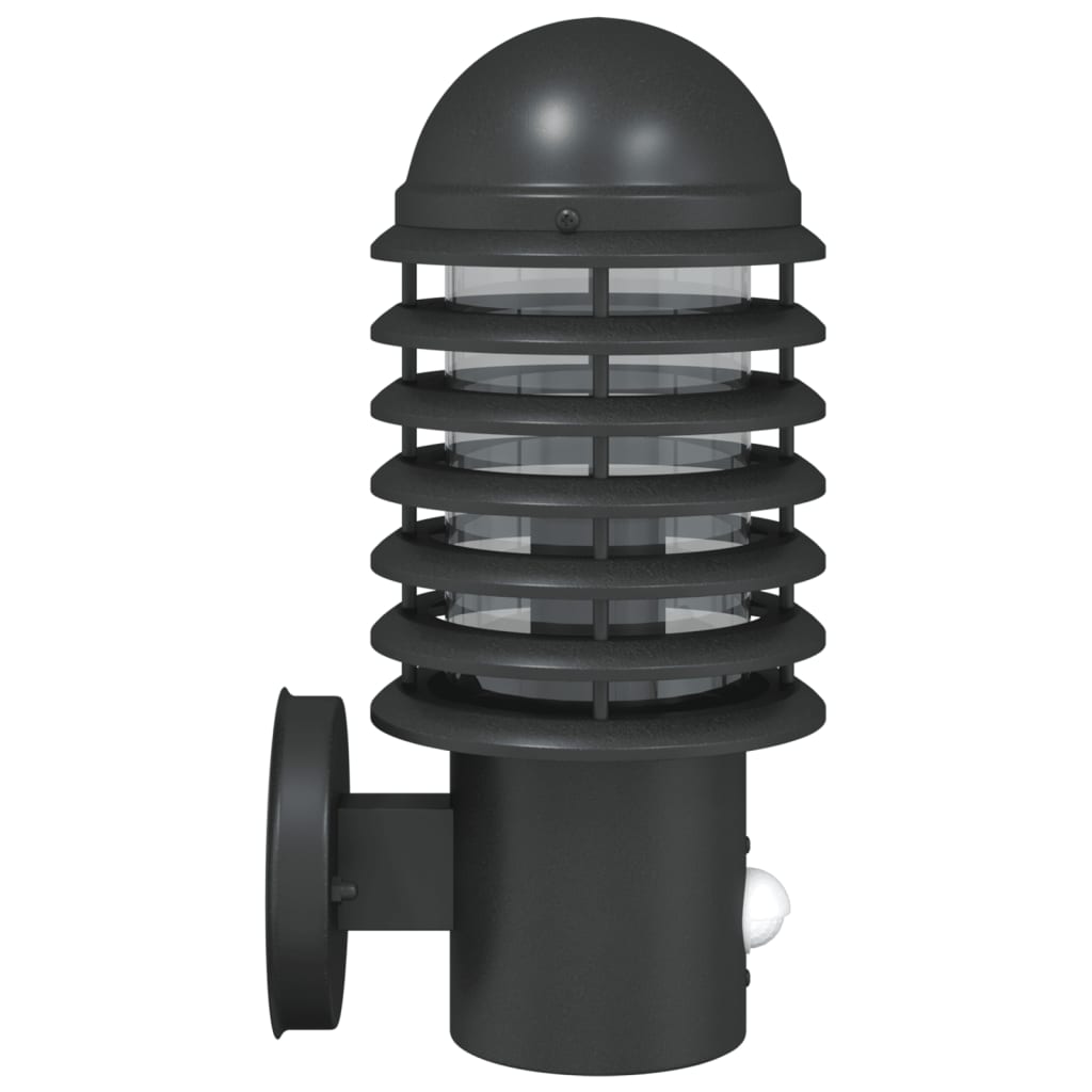 vidaXL Outdoor Wall Lights with Sensors 2pcs Black Stainless Steel