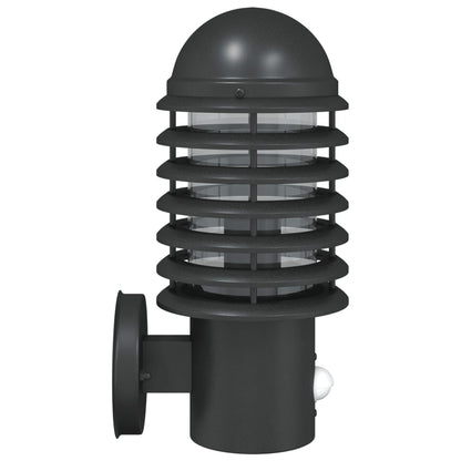 vidaXL Outdoor Wall Lights with Sensors 2pcs Black Stainless Steel