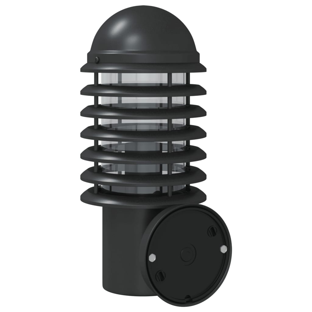 vidaXL Outdoor Wall Lights with Sensors 2pcs Black Stainless Steel