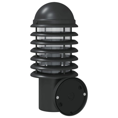 vidaXL Outdoor Wall Lights with Sensors 2pcs Black Stainless Steel