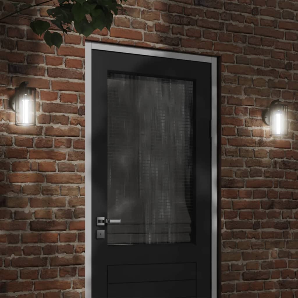 vidaXL Outdoor Wall Lights 2pcs Black Stainless Steel