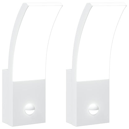 vidaXL Outdoor LED Wall Lights with Sensors 2pcs White Die-cast Aluminium