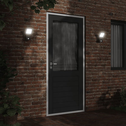 vidaXL Outdoor LED Wall Lights with Sensors 2pcs Black Die-cast Aluminium