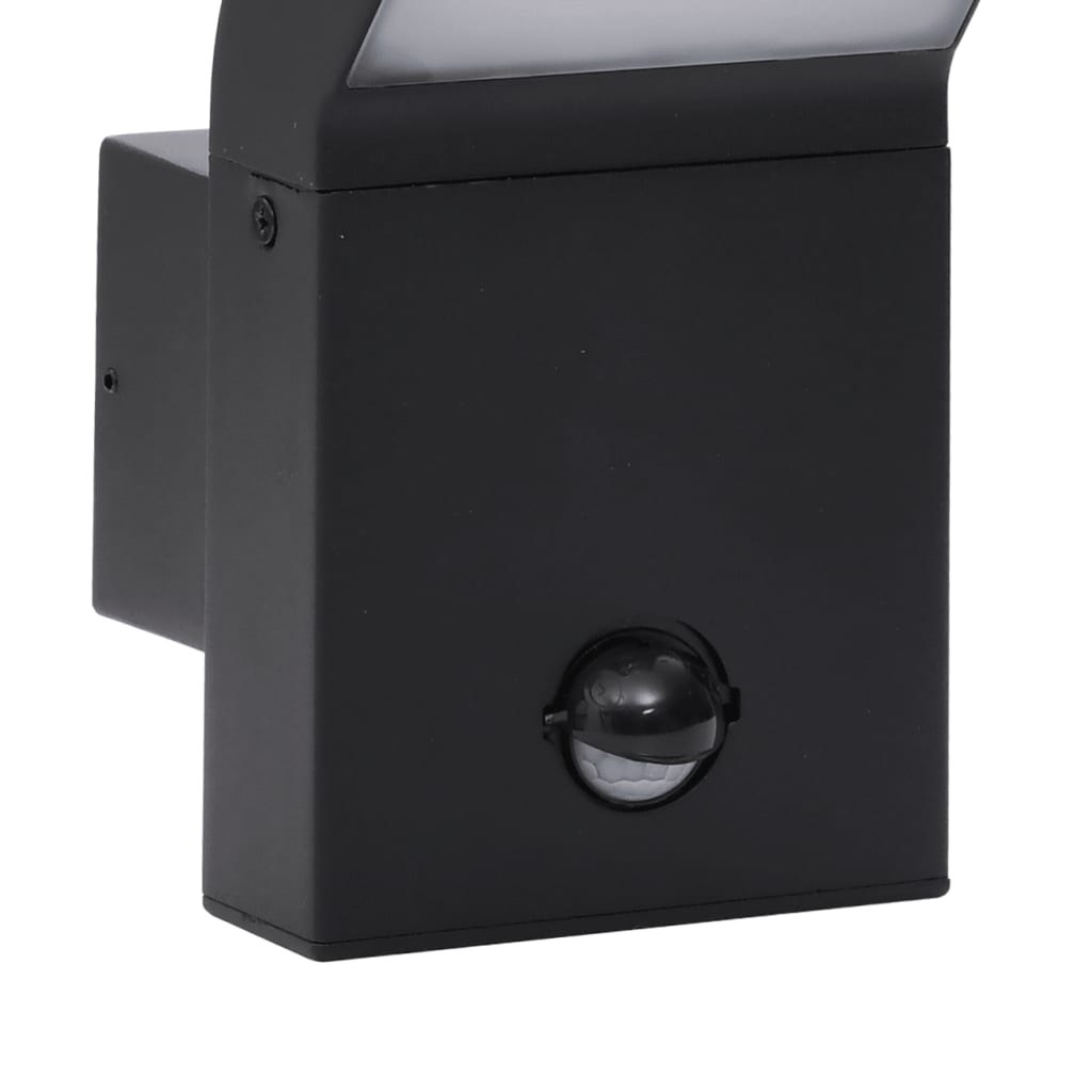 vidaXL Outdoor LED Wall Lights with Sensors 2pcs Black Die-cast Aluminium