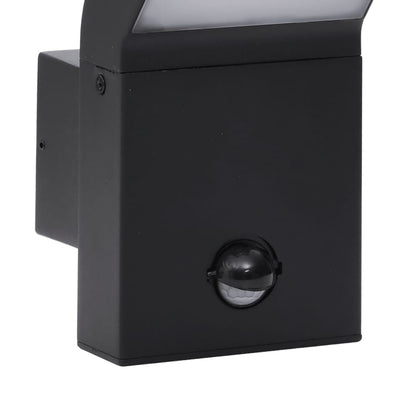 vidaXL Outdoor LED Wall Lights with Sensors 2pcs Black Die-cast Aluminium