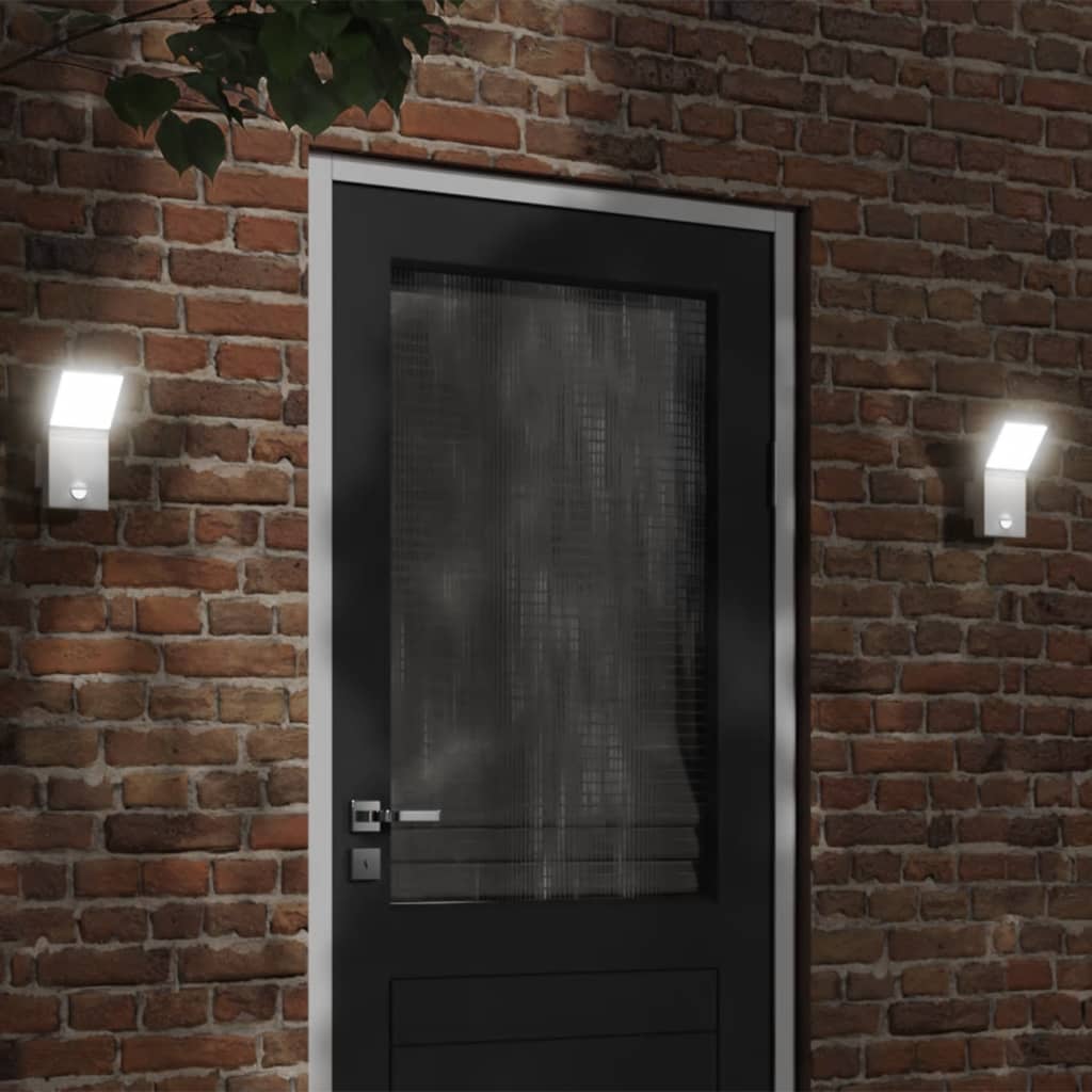 vidaXL Outdoor LED Wall Lights with Sensors 2pcs White Die-cast Aluminium