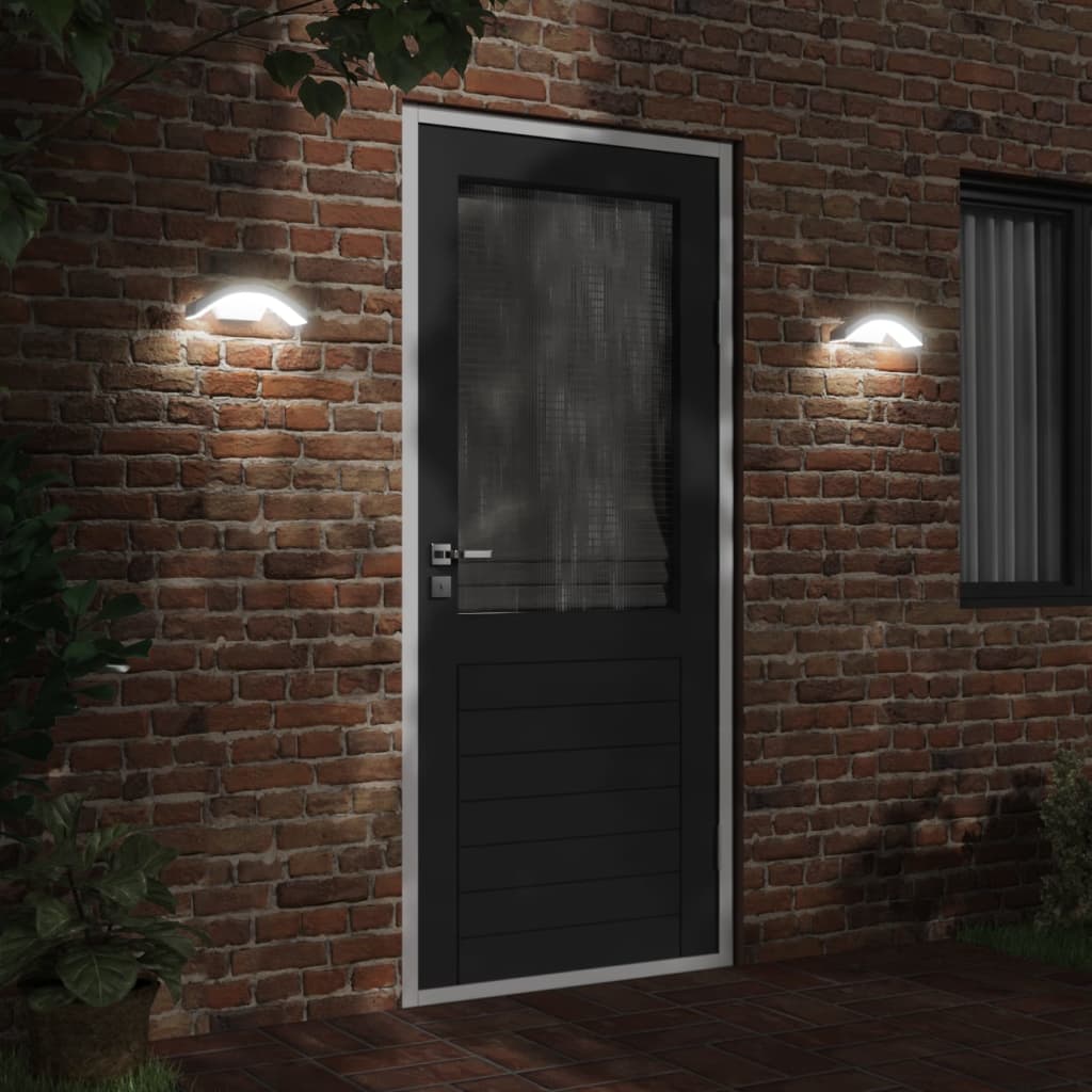 vidaXL Outdoor LED Wall Lights with Sensors 2pcs White Die-cast Aluminium