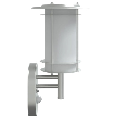 vidaXL Outdoor Wall Lights with Sensors 2pcs Silver Stainless Steel