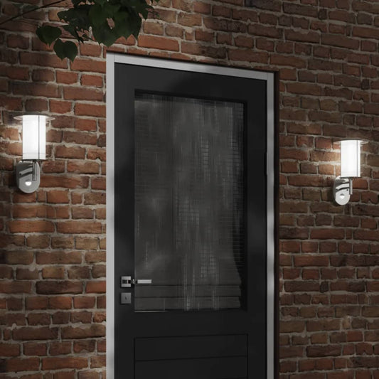 vidaXL Outdoor Wall Lights with Sensors 2pcs Silver Stainless Steel