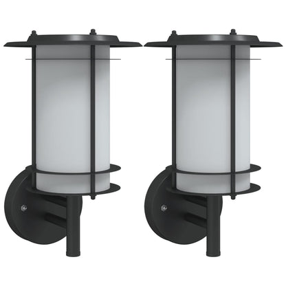 vidaXL Outdoor Wall Lights 2pcs Black Stainless Steel