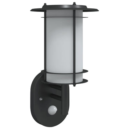vidaXL Outdoor Wall Light with Sensor Black Stainless Steel