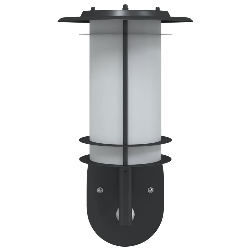 vidaXL Outdoor Wall Light with Sensor Black Stainless Steel