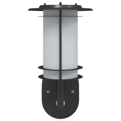vidaXL Outdoor Wall Light with Sensor Black Stainless Steel