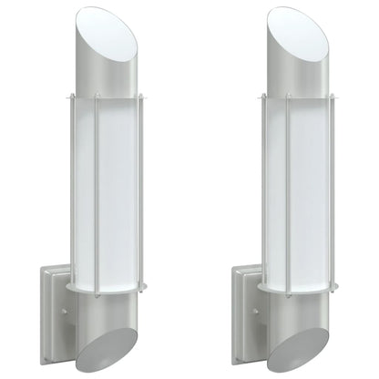 vidaXL Outdoor Wall Lights 2pcs Silver Stainless Steel