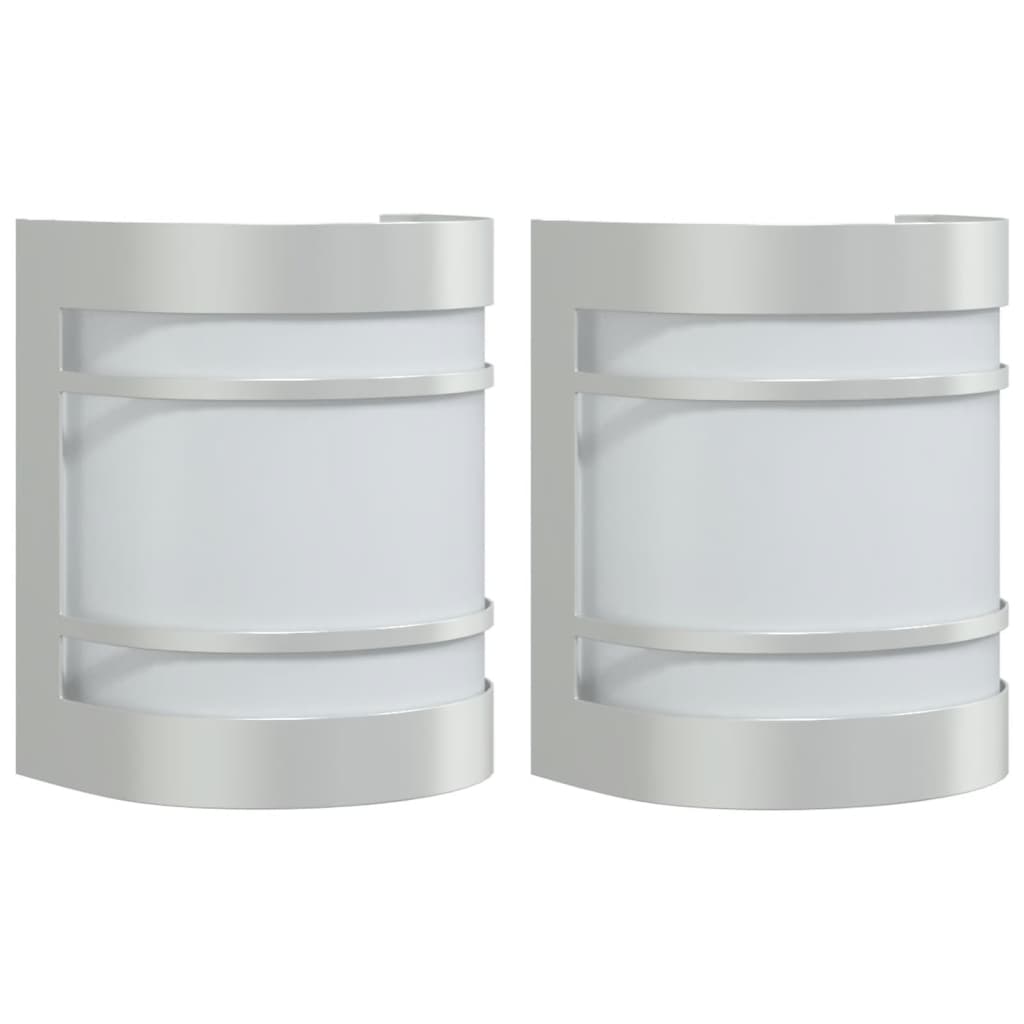 vidaXL Outdoor Wall Lights 2pcs Silver Stainless Steel