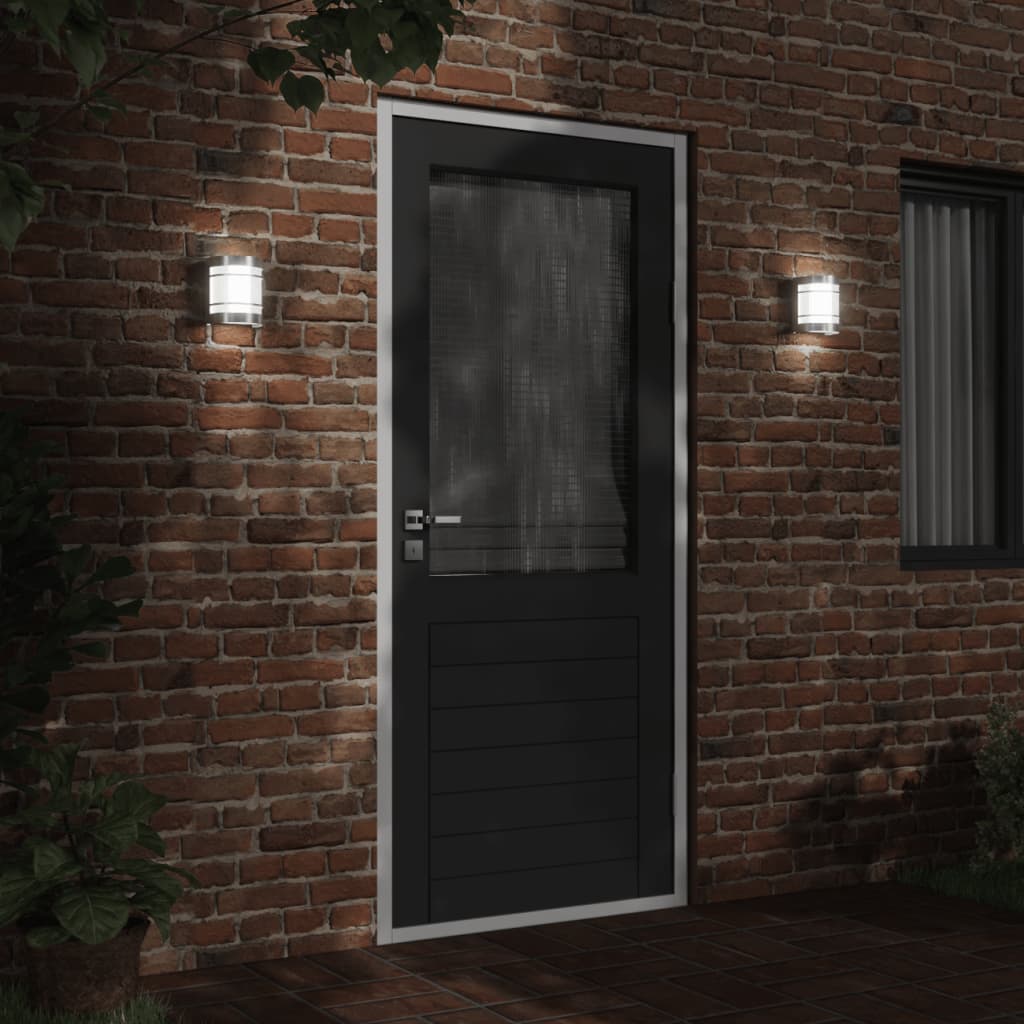 vidaXL Outdoor Wall Lights 2pcs Silver Stainless Steel