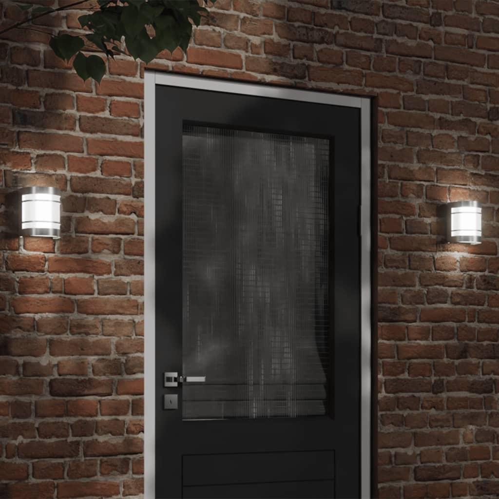 vidaXL Outdoor Wall Lights 2pcs Silver Stainless Steel