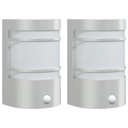 vidaXL Outdoor Wall Lights with Sensors 2pcs Silver Stainless Steel