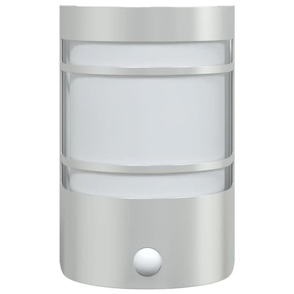 vidaXL Outdoor Wall Lights with Sensors 2pcs Silver Stainless Steel