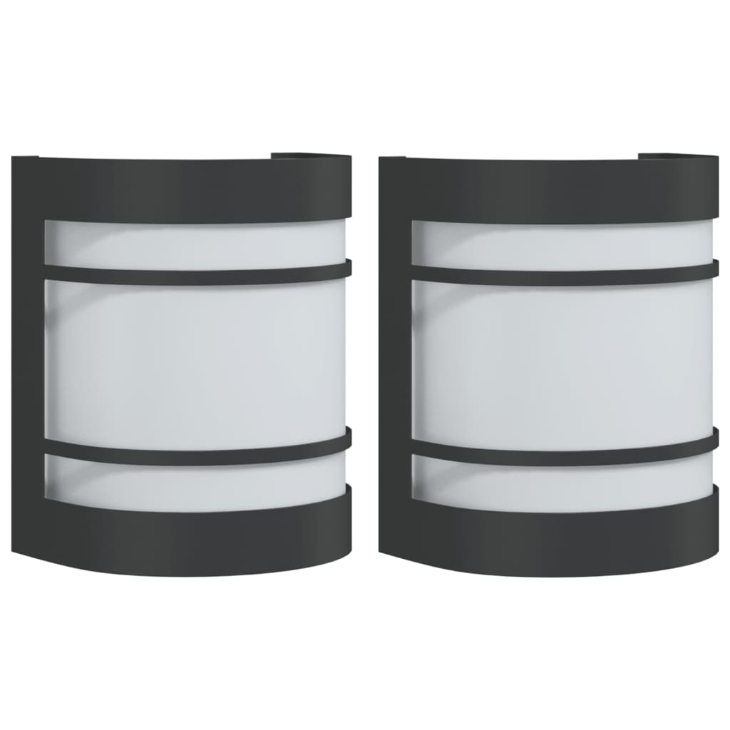 vidaXL Outdoor Wall Lights 2pcs Black Stainless Steel
