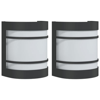 vidaXL Outdoor Wall Lights 2pcs Black Stainless Steel