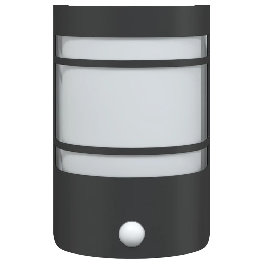 vidaXL Outdoor Wall Lights with Sensors 2pcs Black Stainless Steel