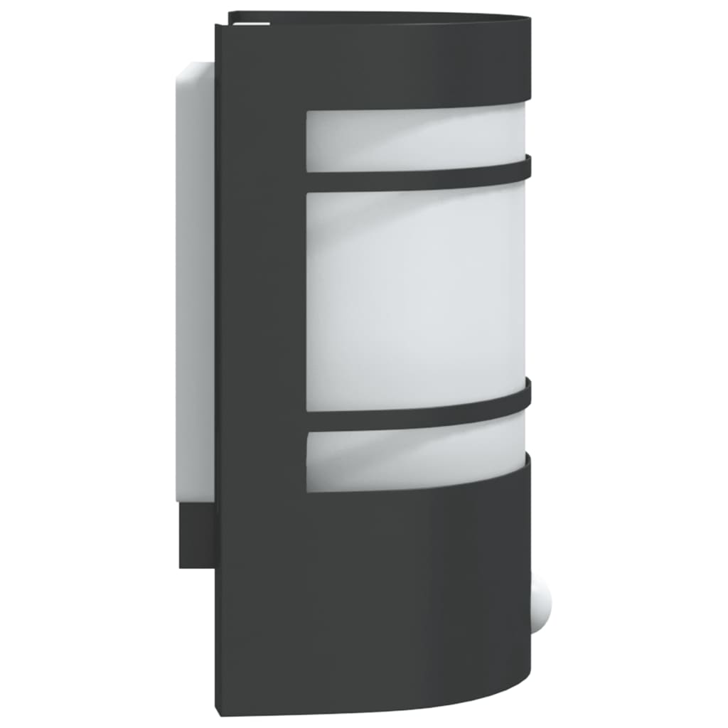 vidaXL Outdoor Wall Lights with Sensors 2pcs Black Stainless Steel