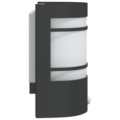 vidaXL Outdoor Wall Lights with Sensors 2pcs Black Stainless Steel