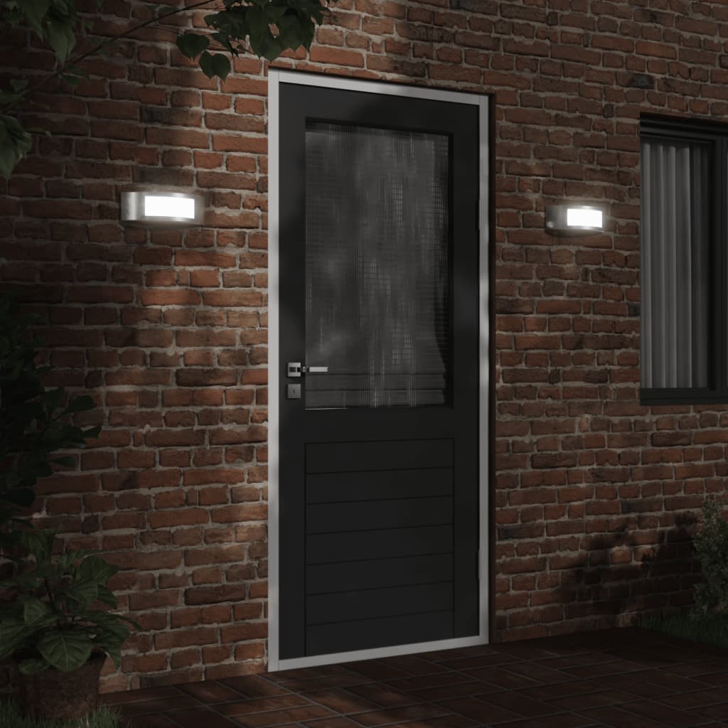 vidaXL Outdoor Wall Lights 2pcs Silver Stainless Steel