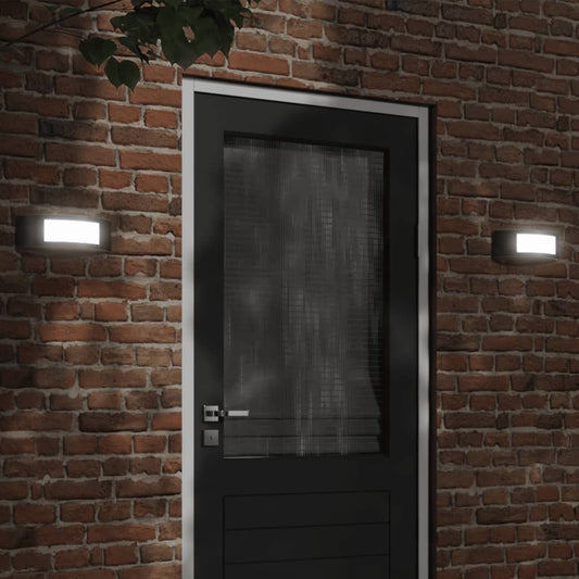 vidaXL Outdoor Wall Lights 2pcs Black Stainless Steel