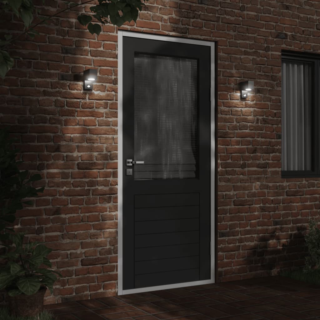 vidaXL Outdoor Wall Light with Sensor Black Die-cast Aluminium