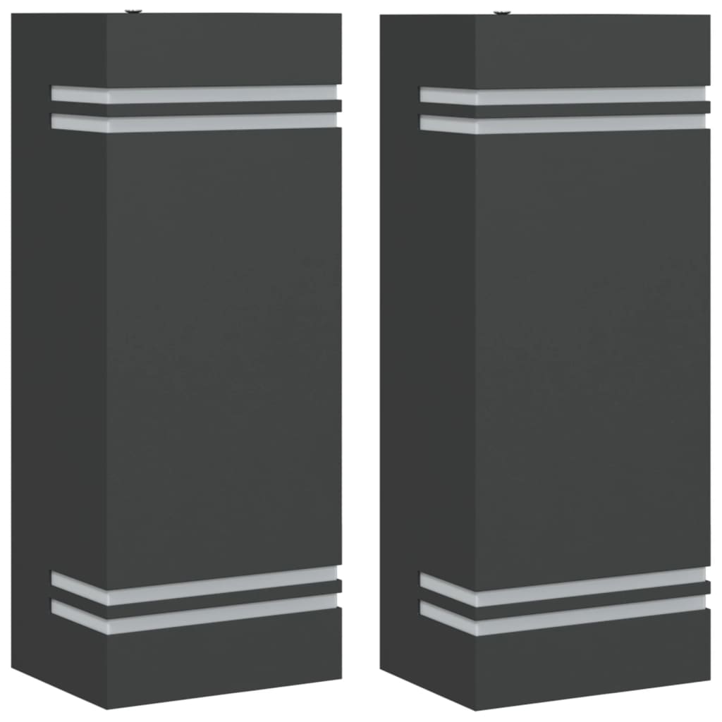 vidaXL Outdoor Wall Lights 2pcs Black Stainless Steel