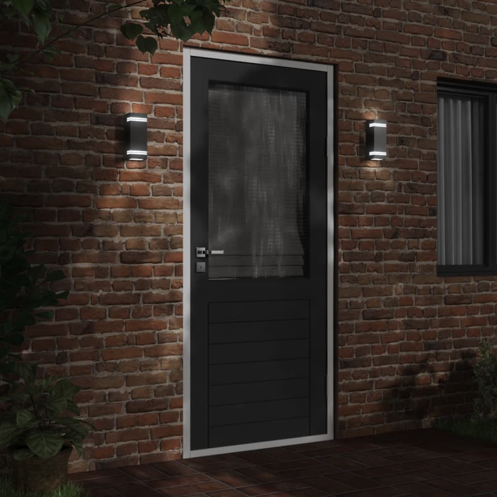 vidaXL Outdoor Wall Lights 2pcs Black Stainless Steel