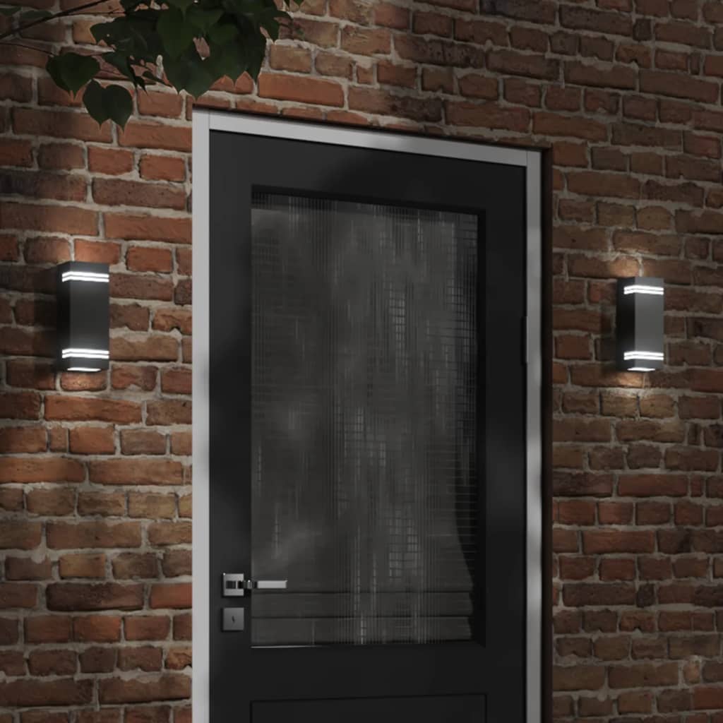 vidaXL Outdoor Wall Lights 2pcs Black Stainless Steel